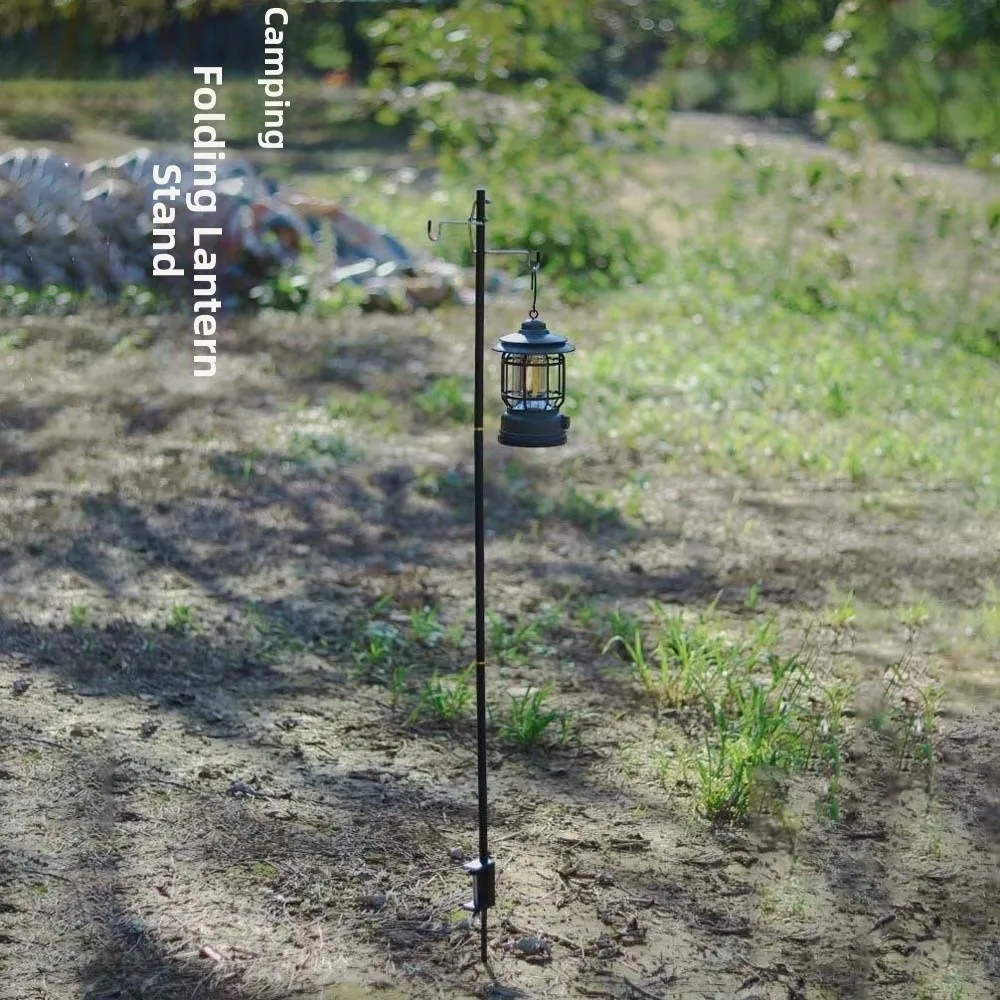 Aluminum Alloy Camping Lamp Rod Polyester Adjustable Folding Lamp Stand Strong Load-bearing Stable Portable Lantern Holder
