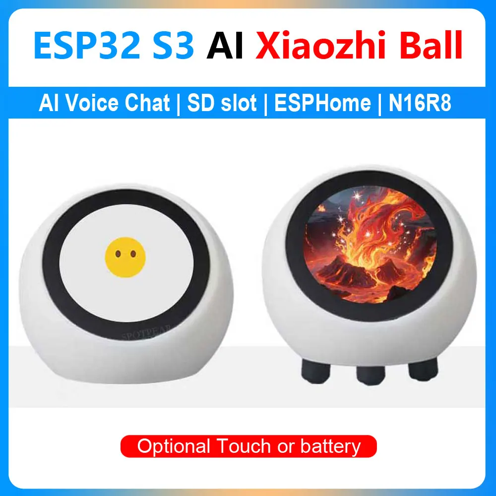 ESP32-S3 1.28 inch LCD N16R8 AI Development Board DeepSeek XiaoZhi AI Voice Chat Robot Ball espHome Assistant Wifi Weather Clock