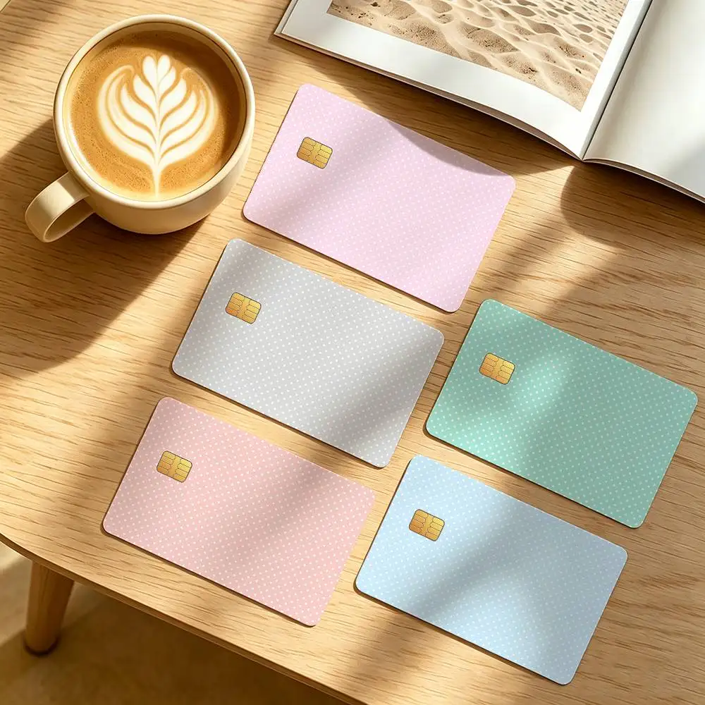 Korean Polka Dots Minimalist Credit Card Public Transportation Cards Protective Sticker Waterproof Card Face Decoration 4PCS
