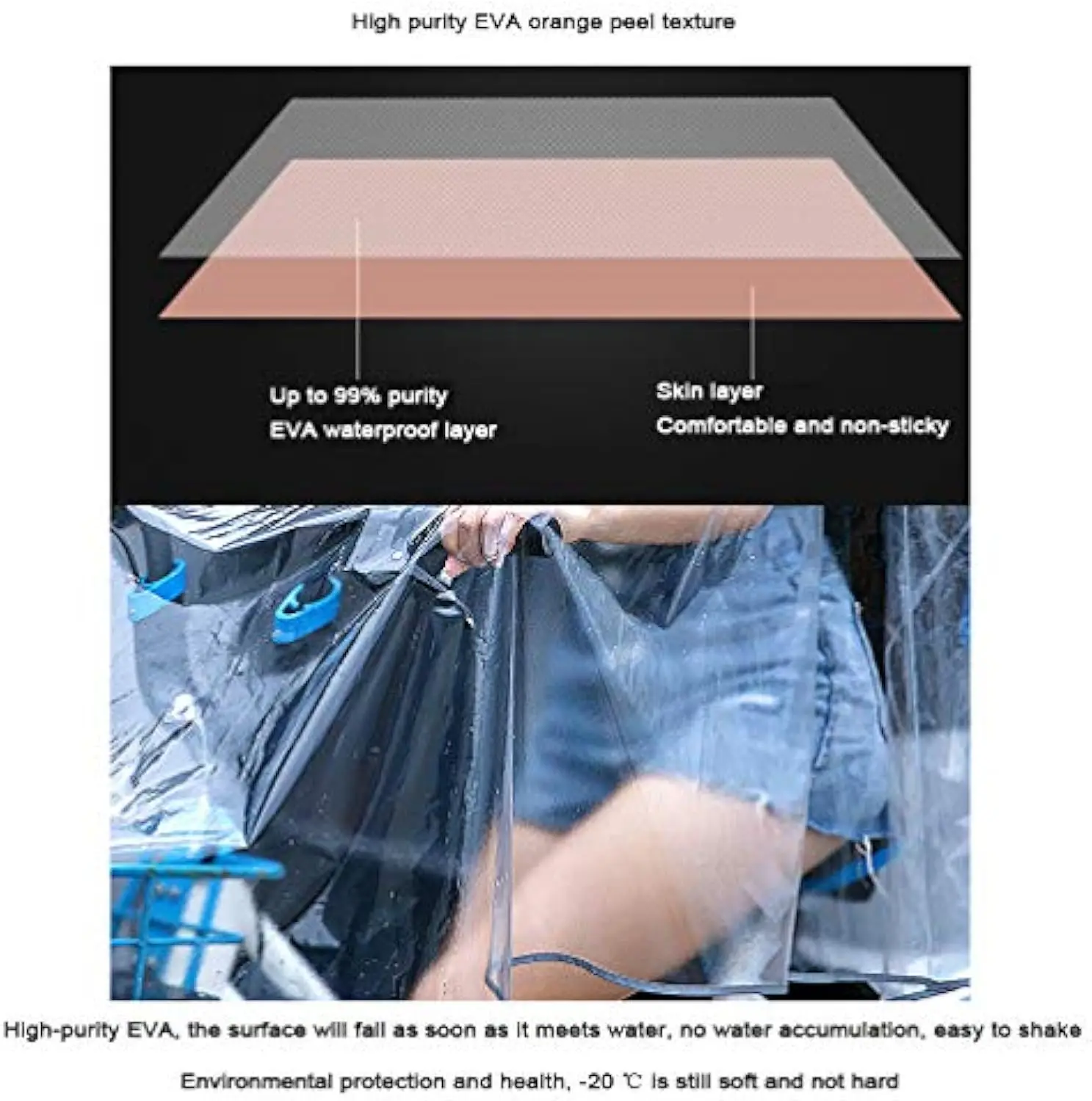 Transparent waterproof cape raincoat with reflective strips lightweight hooded jacket frosted thick travel large size raincoat