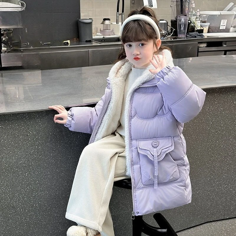 

【2025 Новинка】Детское пуховое пальто TwoinOne в корейском стиле, зимняя куртка средней длины для малышей и больших детей, теплое и стильное хлопковое пальто