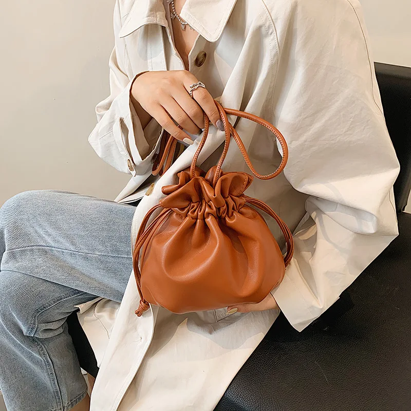 Fashion Bucket Shoulder Bag for Women PU Leather Satchel Bag Spring New Crossbody Handbag and Purse Ladies Messenger Tote Bolsa