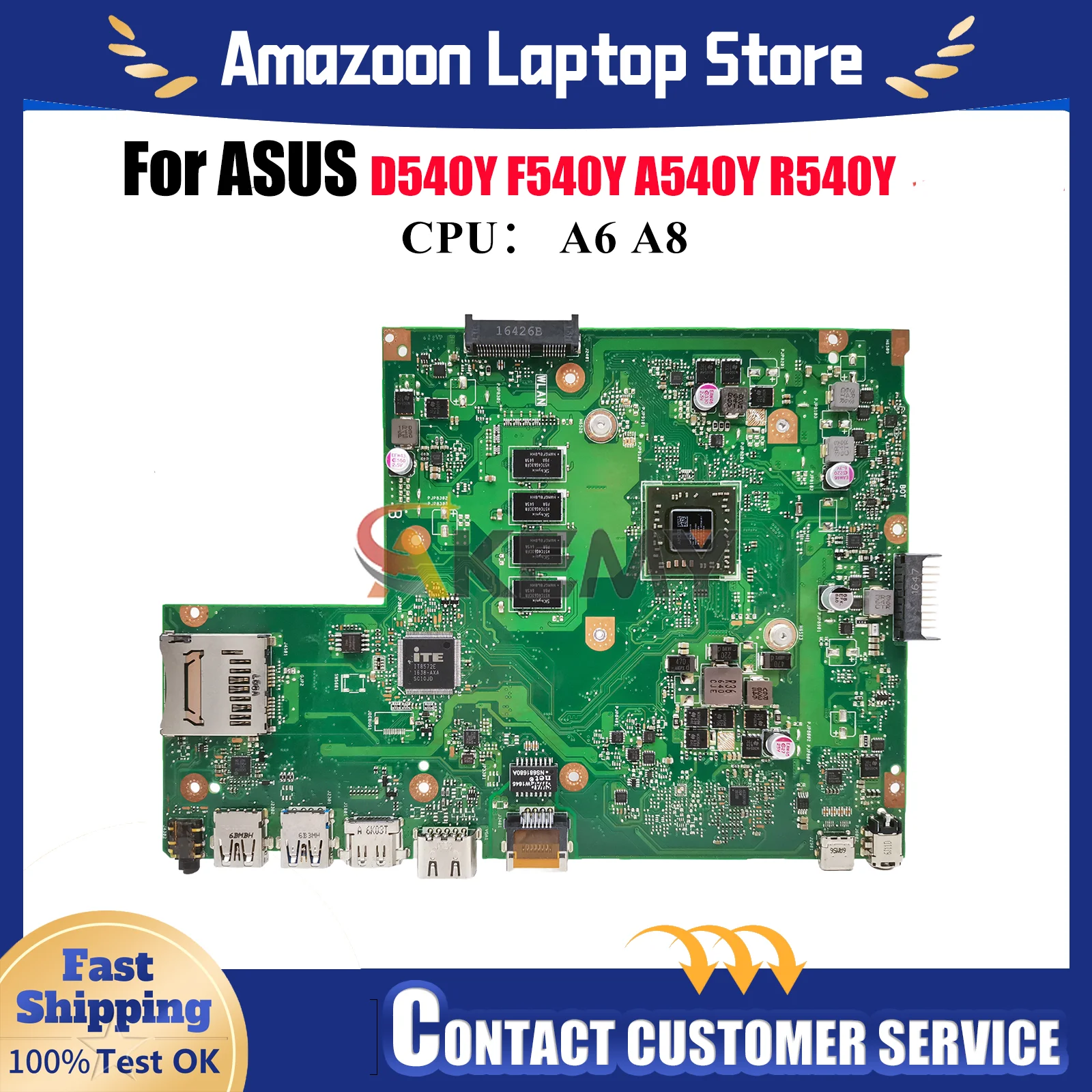 

X540YA Laptop Motherboard For ASUS VivoBook A540Y X540Y D540Y X540YA F540Y R540Y Notebook Mainboard With A6 A8 CPU 100% tests OK