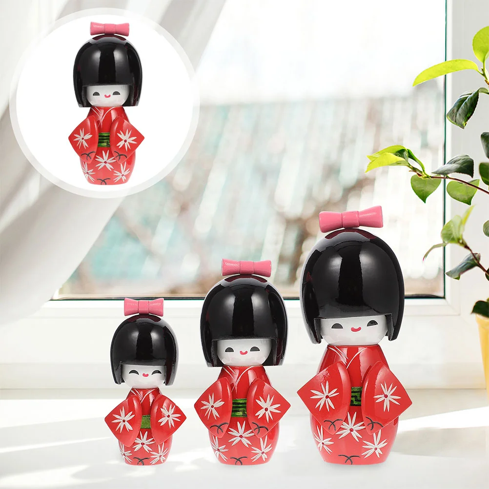 

Japanese Kimono Sculptures and Figurines Home Decor Traditional Crafts Baby Desktop Wood Dolls Tabletop Shop