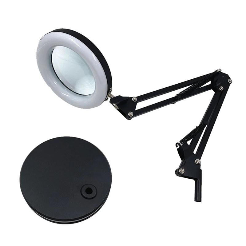 Foldable Desktop Magnifying Glass With LED Lights USB Magnifier With Base For Reading Repair Welding Desk Lamp Base Durable