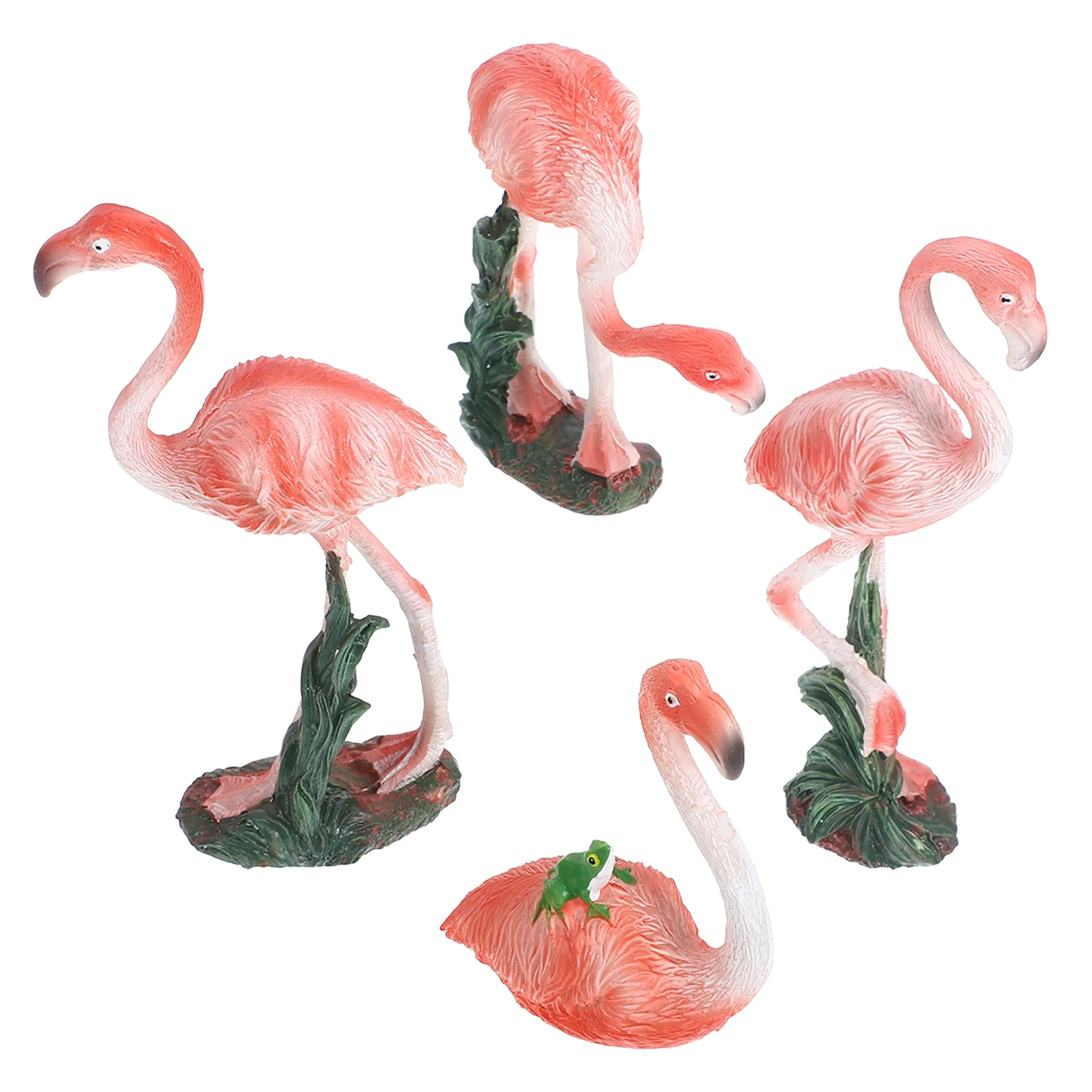 

4pcs Flamingo Figurines Vibrant Colors Desk Bookshelf Terrarium Decor Garden Statue Lawn Garden Decor For Outside Ornaments