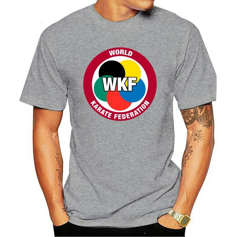 Mens clothing  Wkf World Karate Federation Logo Men's White T Shirt Size S M L Xl 2xl 3xl Black Youths Formal Shirts