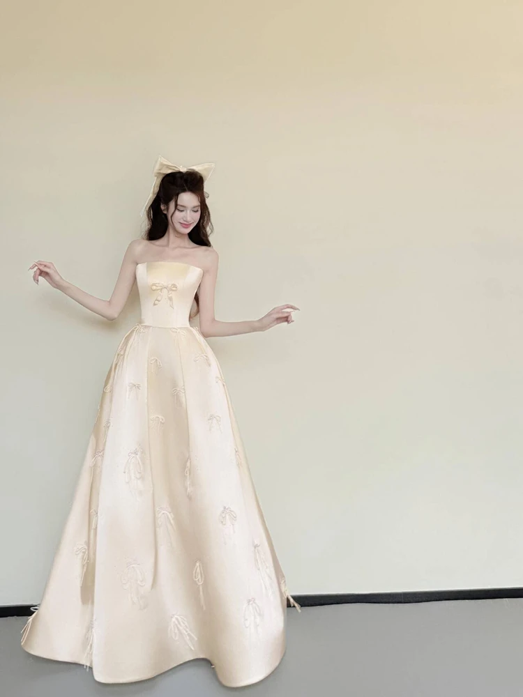 

2026 New Escape Princess Satin Gown Super Fairylike Studio Photography Adult Ceremony Wedding Dress Women's Ethnic Stage Costume