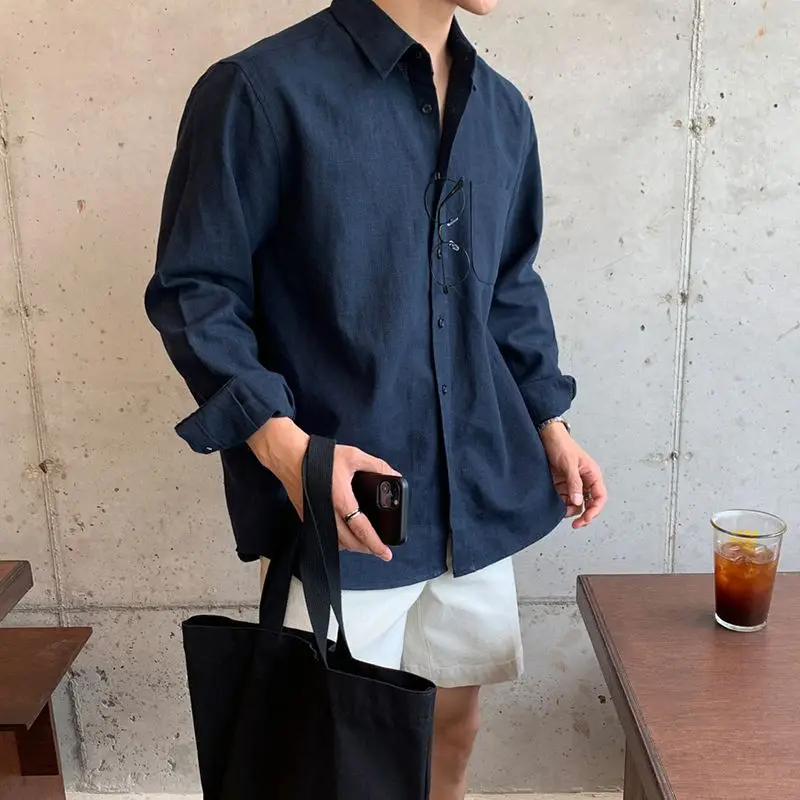 

plus Size 300 Pou Korean Sle Long Sve Casual irt Men's Spring New Small ence Design Loose Fit Button down irt