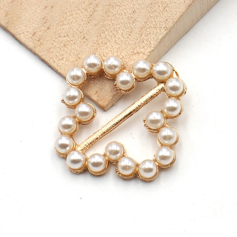 10Pcs Pearl alloy buckles of various shapes Wedding dress box hair band decorative accessories