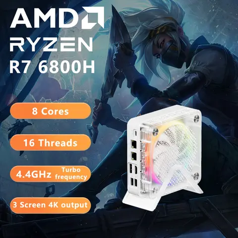 Supporto per PC da gioco WiFi 6 DDR5 4800 MHz Display Ram Computer 4K Genmachine R9 7940HS R7 6800H R9 6900HX Mini PC Windows 11 Ryzen