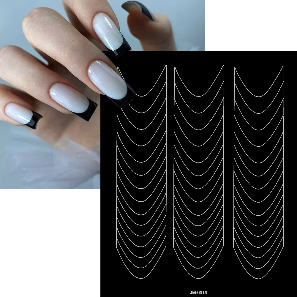 1 Stück French-Tip-Schablonen mit Hohlgitter, selbstklebende Nagelsticker für französische Linien, French-Tip-Guide-Werkzeuge S@