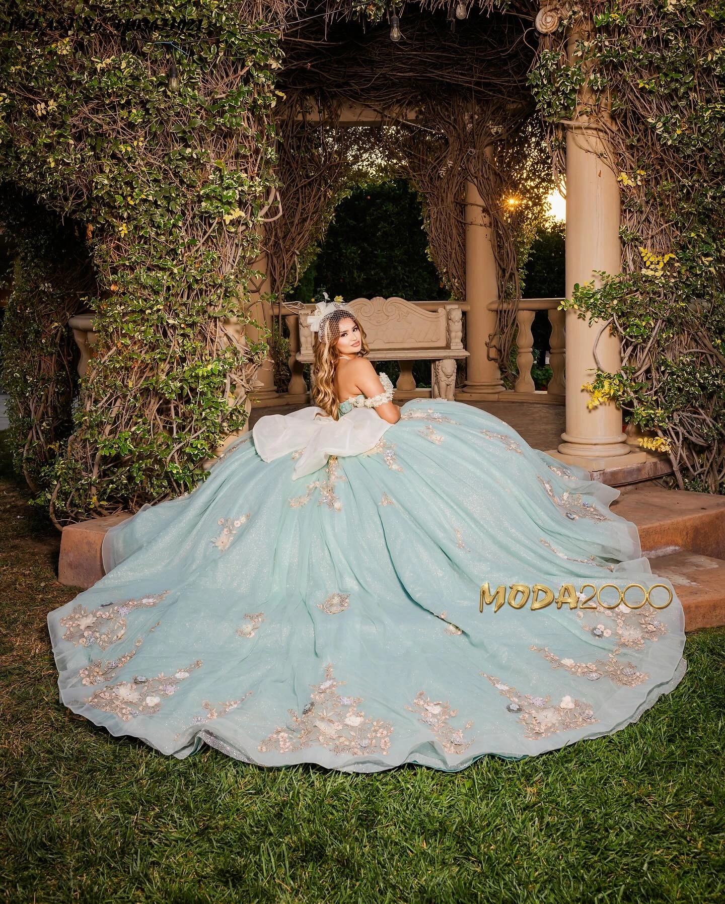 EVLAST-vestido De quinceañera verde salvia mexicana, vestido De baile, apliques De flores 3D, corsé De lazo De cuentas, dulce 16 Vestidos De 15 años SQ441