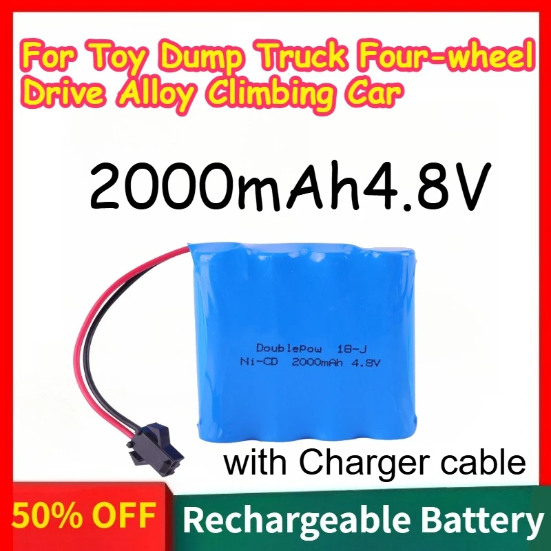 

Rechargeable Battery 4.8V 2000mAh for Toy Dump Truck Four-wheel Drive Alloy Climbing Car Large Capacity Lithium Battery