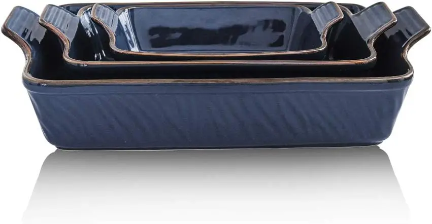 

Ceramic Baking Dish Set, Rectangular Lasagna Pans for Cooking, Cake Dinner Kitchen, 9 x 13 Inches, Texture Series 3-Piece