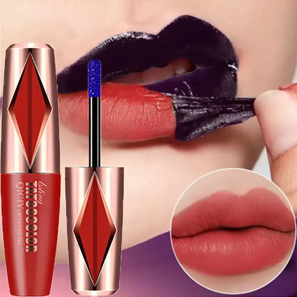 

2Pcs Matte Peel Off Lip Stain Long-Lasting Non-Sticky Cup Lip Glaze Waterproof Proof Tint Transfer Tear Lip Gloss Dating