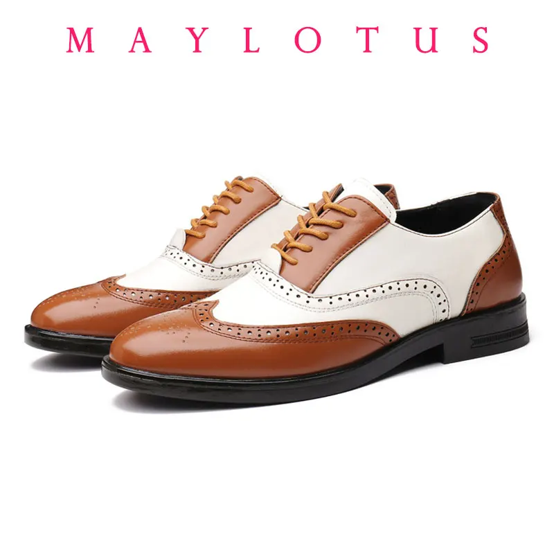 

Mixed Colors Classic Dress Shoes Lace Up Retro Male Leather Shoes Business Male Baroque Footwear Casual Mens Oxford Footwear