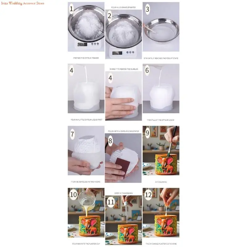 G92D Flexible Reusable Flowerpot Mold with Detailed Elephant Design Silicone Texture for Resin Concrete Cement Crafting