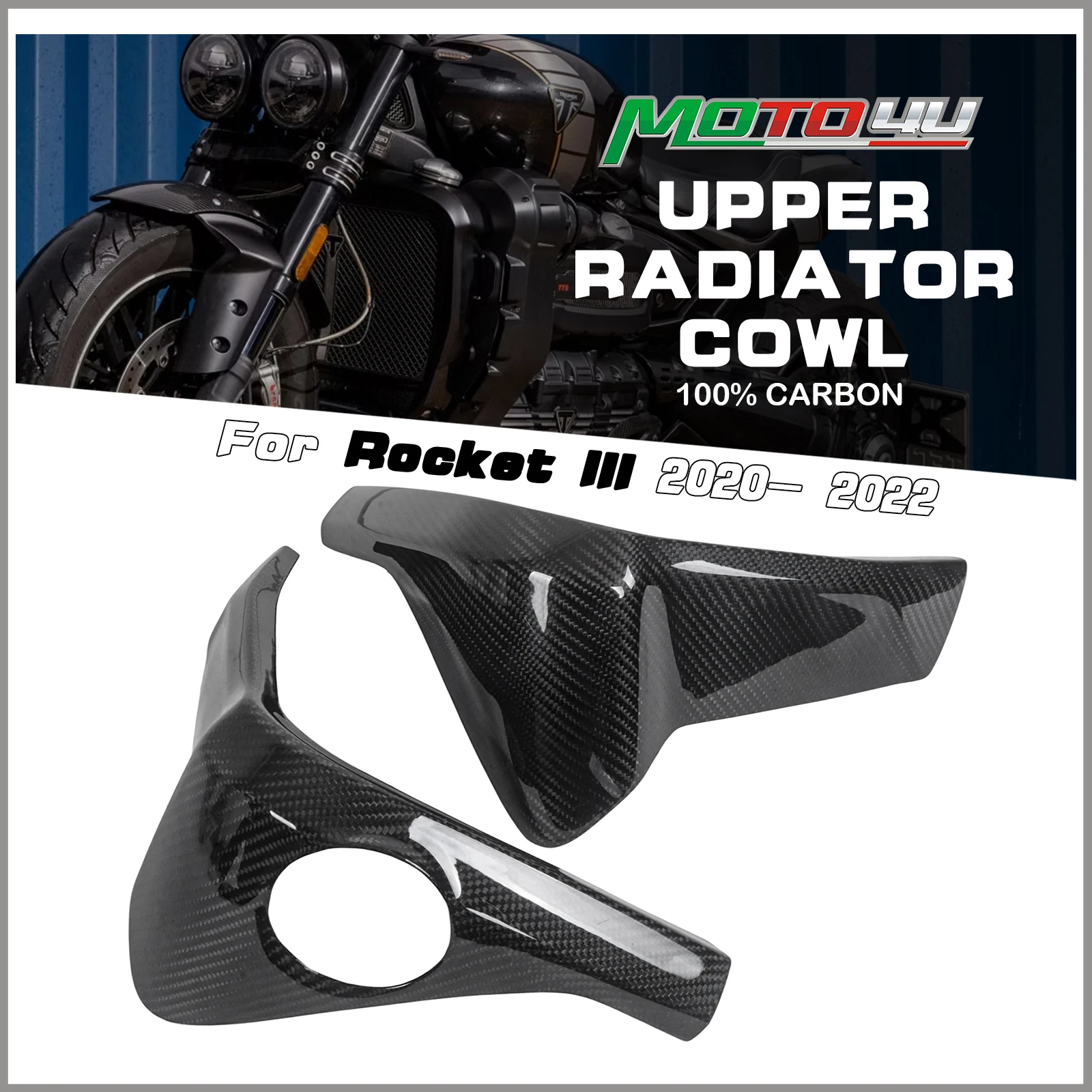 For Triumph Rocket III Rocket3 2020 2021 2022 2023 Carbon Fiber Upper Radiator Cowl Cover Side Cap Motorcycle Modification