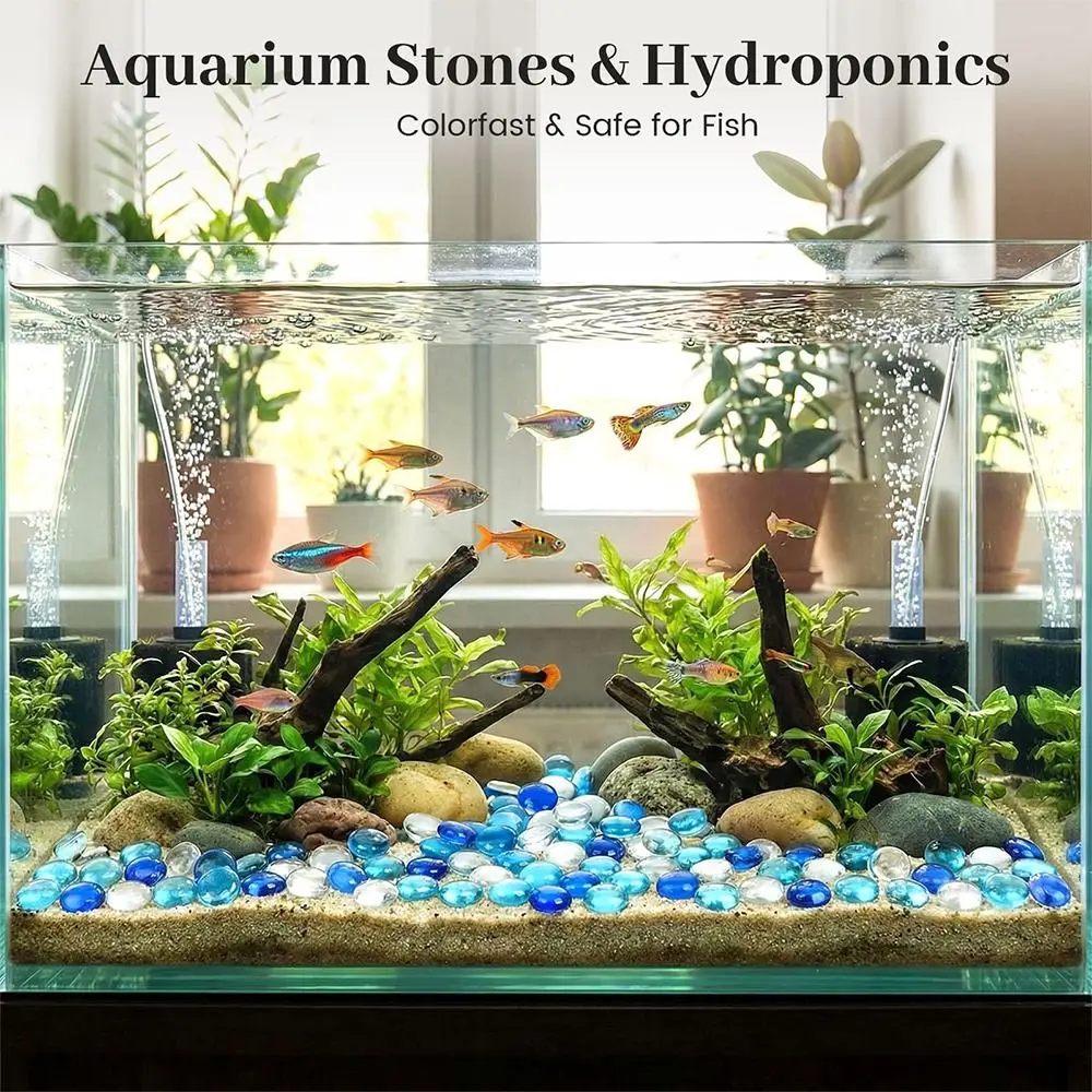 Glass Pebbles Vase Filler Beads Light Reflecting Decorative Glass Stones Clear Glass Beads for Vases Mixed Color