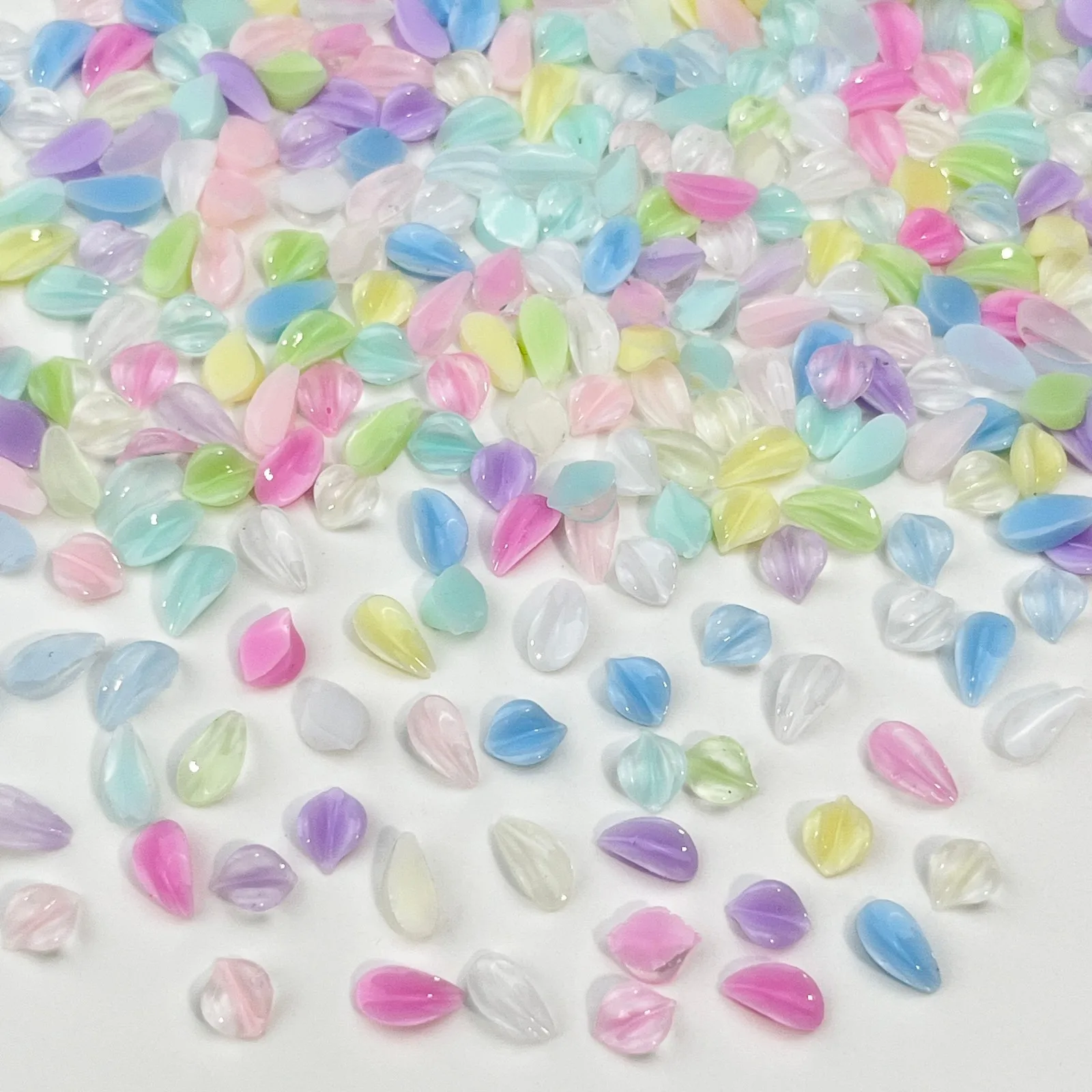 Macaron Colored Resin Five Petal Flower Nail DIY Accessories Ice Transparent Flower Leaves Rhinestone Nail Decorations Supplies