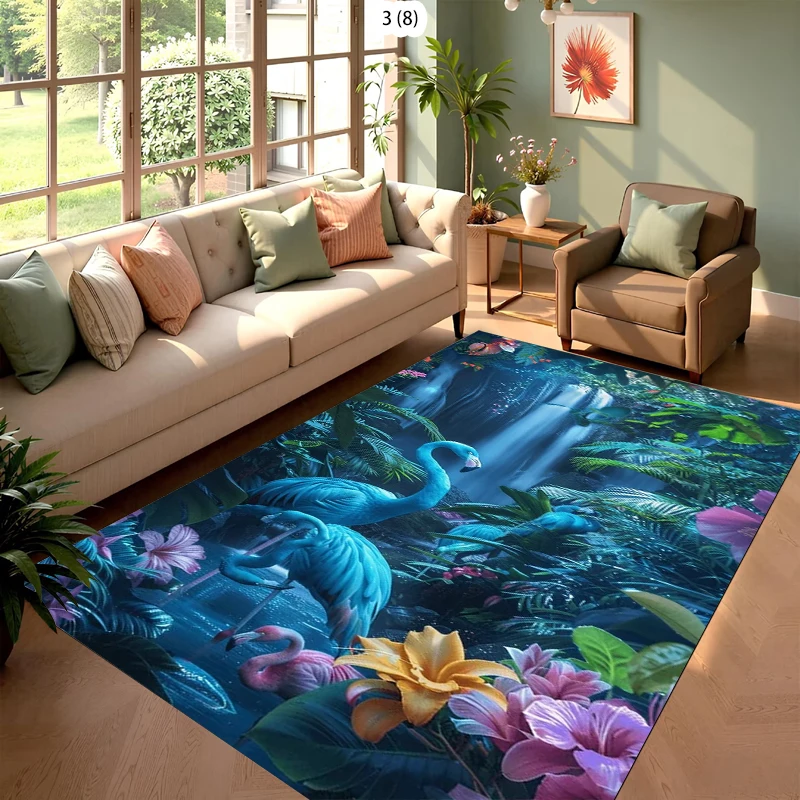 Lucky Waterfall Stream Floral Waterfall Rug Carpet Mat Non-Slip for Living Room Bedroom Vibrant Home Decor