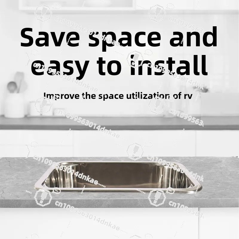 RV Modification Small Size Square Sink 304 Stainless Steel with Cover Vegetable Washing Hand Basin Cutting Board Saves Space