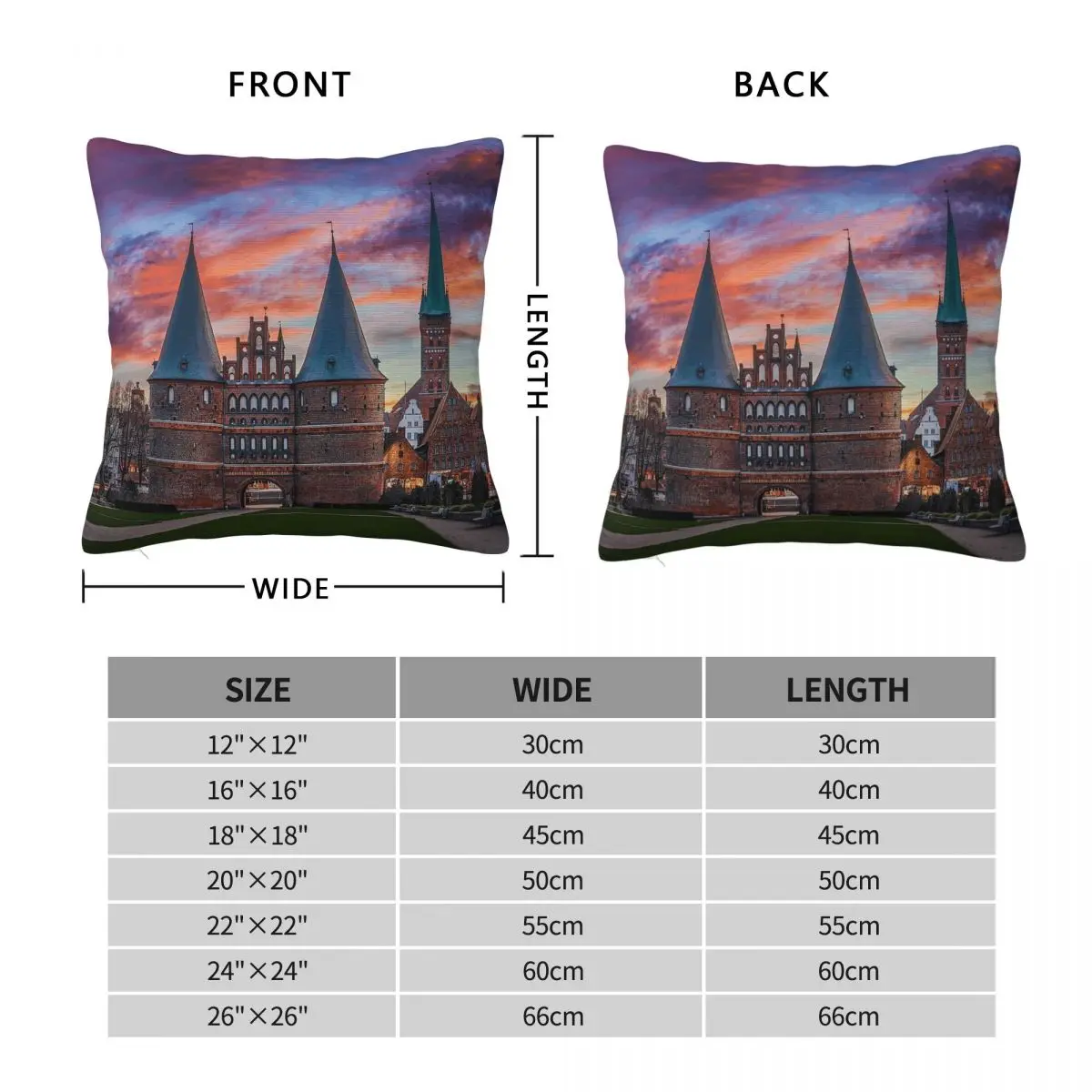 Holstentor In Lﾨbeck Germany Pillowcase Polyester Linen Velvet Creative Zip Decor Pillow Case Sofa Cushion Cover