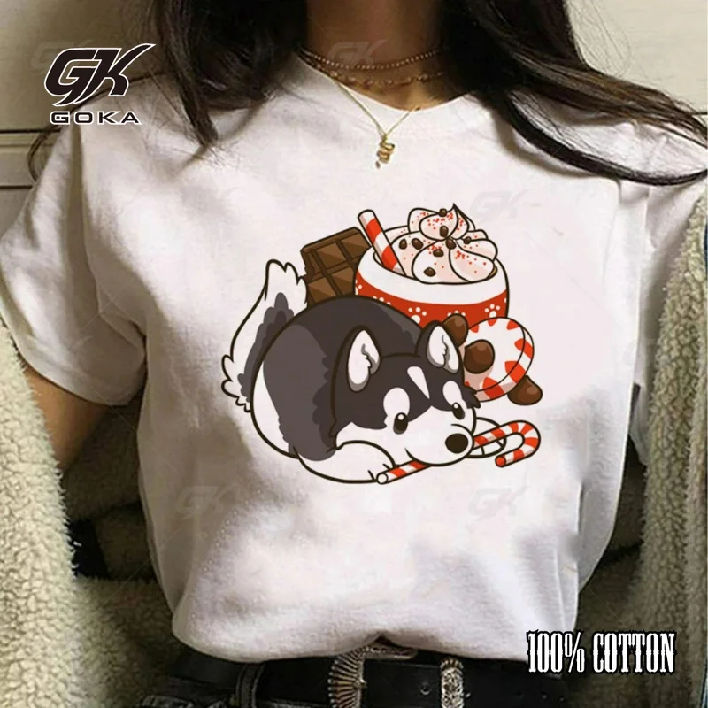 Pomeranian T-shirts Women Harajuku Anime Japanese Tee Girl Japanese Clothes Graphic T Shirts Summer Streetwear Casual