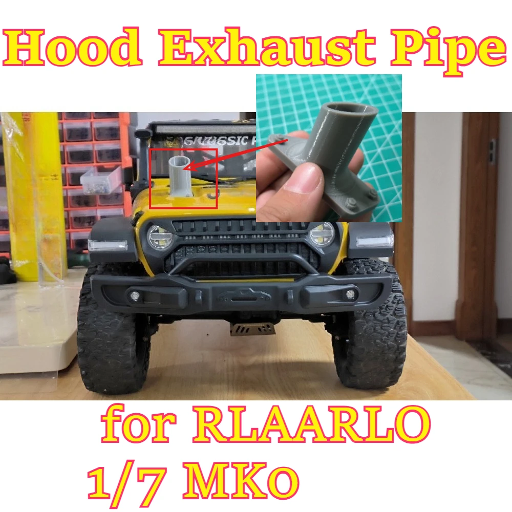 RC Car Upgrade Parts Soft TPU Hood Exhaust Pipe for RLAARLO 1/7 MK07 Crawler custom size scale replacement spare accessories