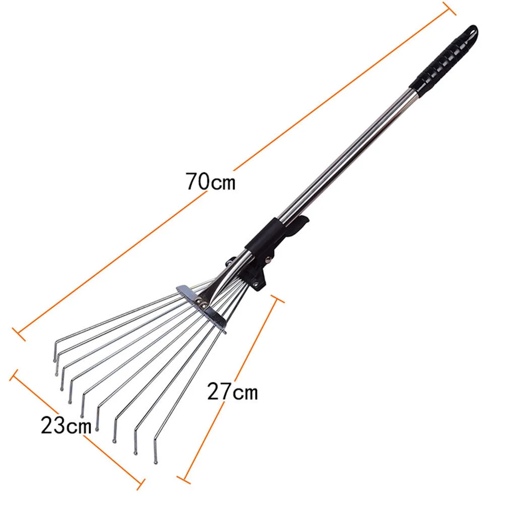 Imagem -06 - Retrátil Garden Fan Rake com Alça Ancinho para Grama Metal Rkes para Gramado Limpador de Jardinagem