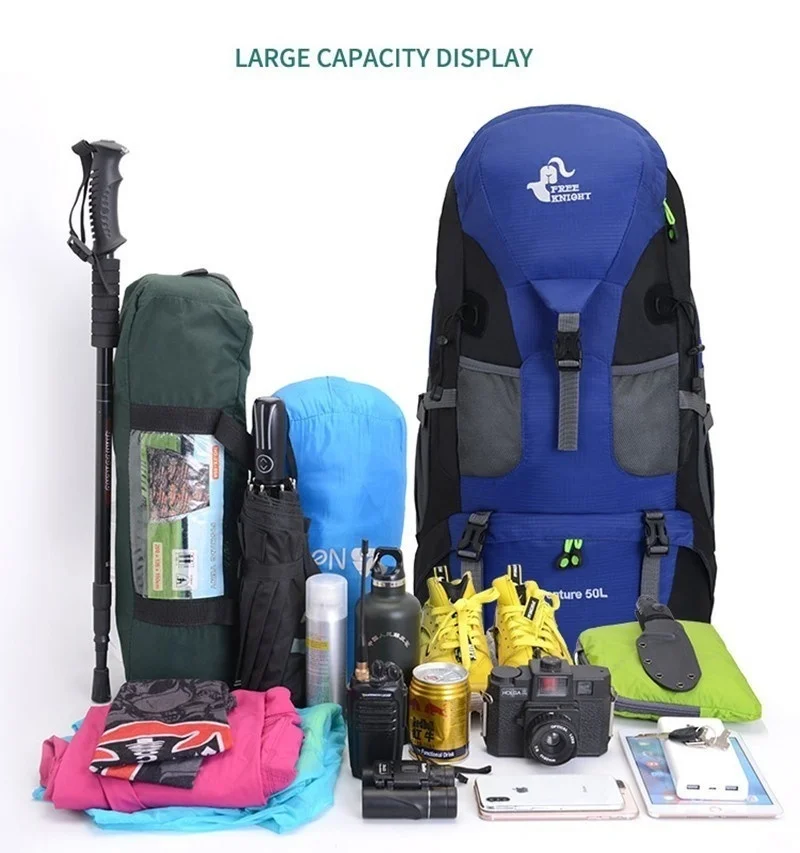 50l Wander-Trekking-Rucksack wasserfester Camping-Tages rucksack Rucksack Outdoor-Männer reisen Trekking-Kletter rucksack Free Knight – Detail 10
