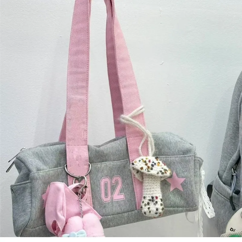 

JIAERDI Harajuku Grey Handbag Canvas Bag Women Sports Large Capacity Y2k Shoulder Bags Female Large Capacity Underarm Bag 2025