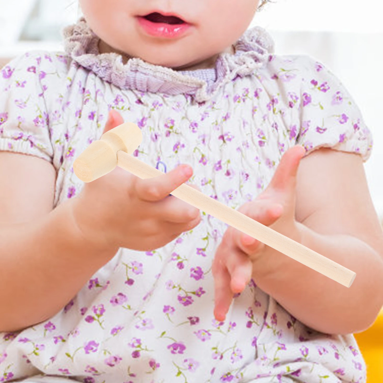 10Pcs Wooden Mini Hammer Mallet Pounding Set Child Safe Solid Wood Educational Baby Beat Tool for Hand Eye Coordination Infant