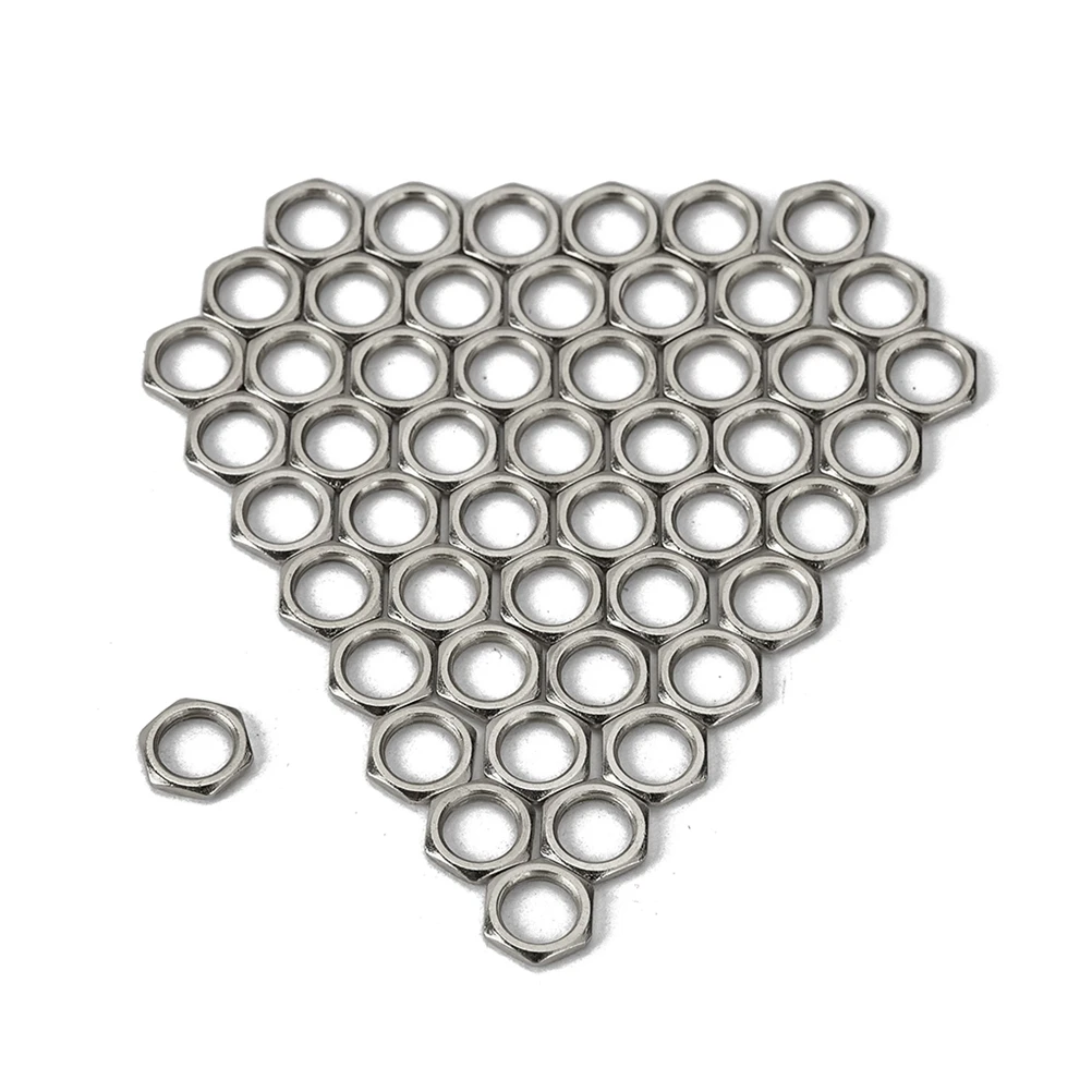 

50 Pcs Zinc Alloy Fine Tooth Nut Light Nut Thin Nut 8mm for Instrument Guitar Bass Socket Jack (Silver)