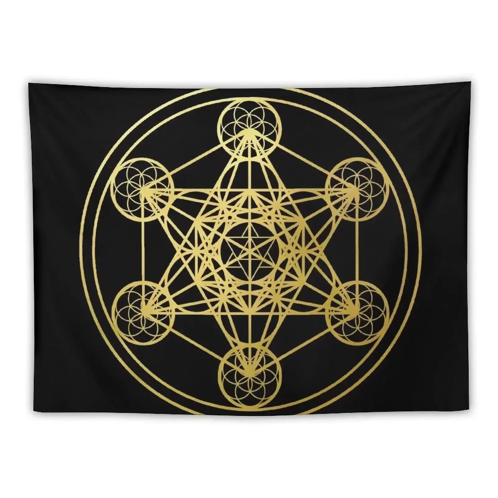 Metatrons Cube gold sacred geometry mandala esoteric symbol Kabbalah Tapestry Decoration For Home Tapestry