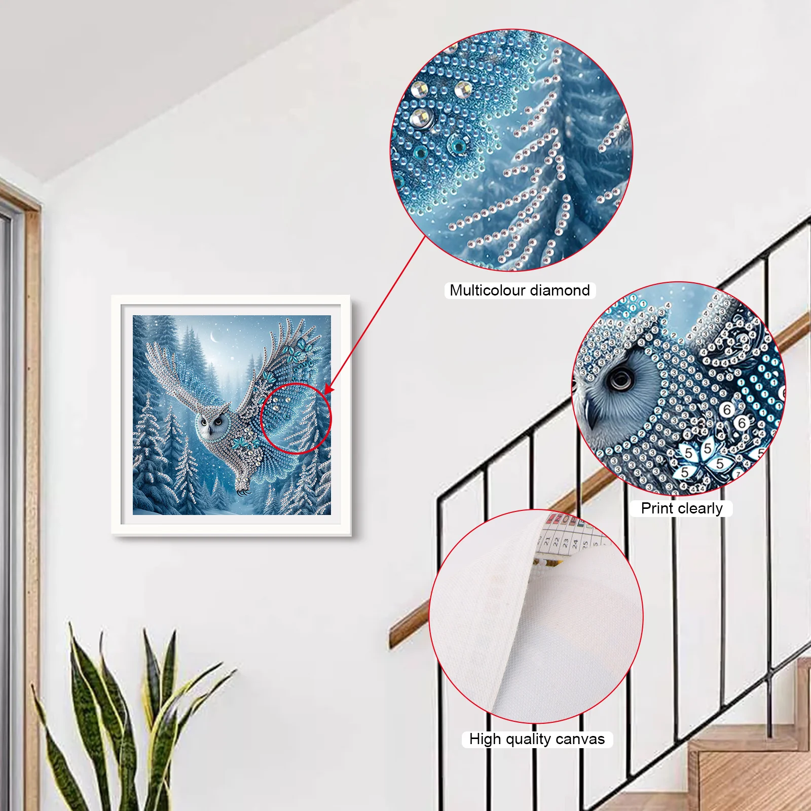 Kit de pintura de diamante 5D DIY, decoración de búho, mosaico de diamantes alienígenos, manualidades de regalo, decoración del hogar y pared