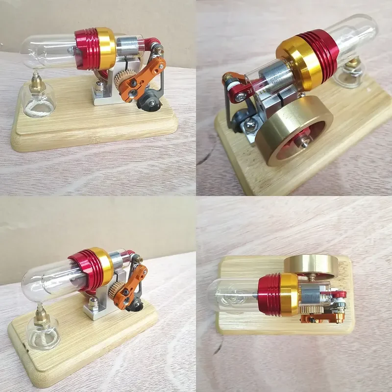 Free Piston Stirling Engine Model Handmade Physics Teaching Aid STEM Educational Science Craft Puzzle Gift for Students