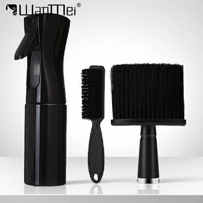 

3pcs/set Haircut Kit Beard Shaving Brush Neck Duster with Mist Water Spray Bottle Portable Beard Hair Styling Accessories Salon