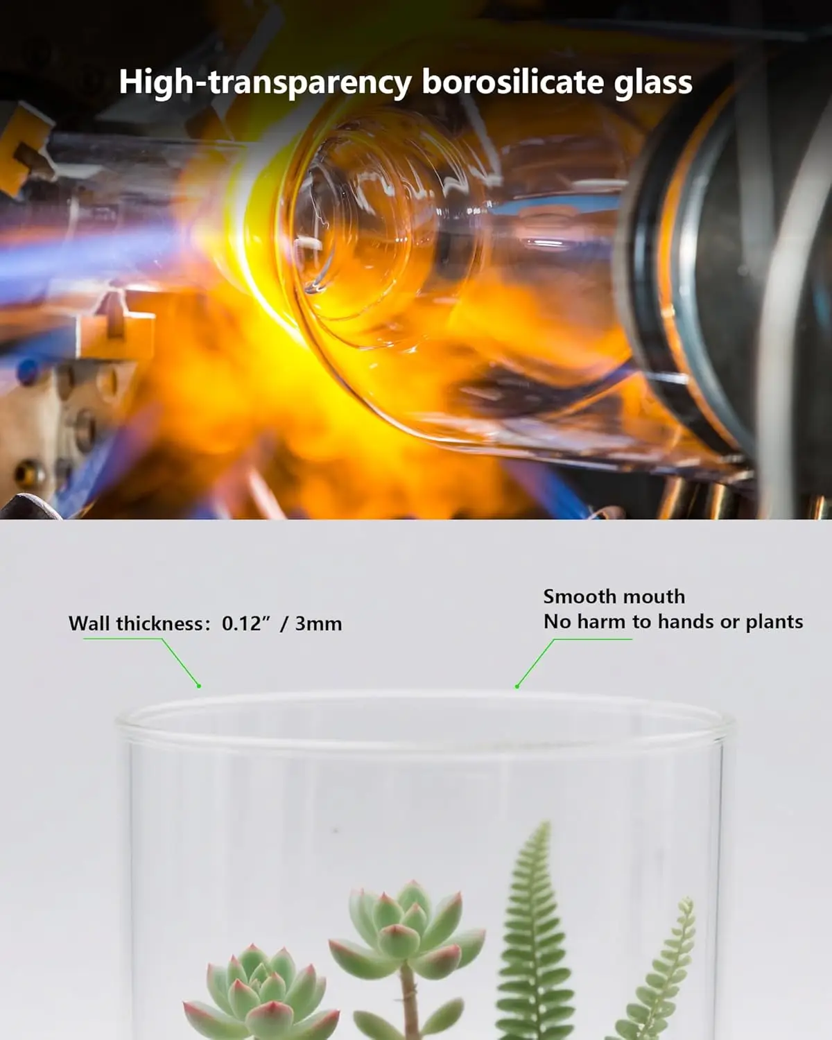 Indoor Glass Terrarium with Grow Light, 9.8" H × 5.9" D, for Succulents, Moss, Mini Gardens, Betta Fish Tanks, Mushroom Cultivation - Plant Growth Lamp for Home Office Decor, Gift for Plant Lovers - view 6