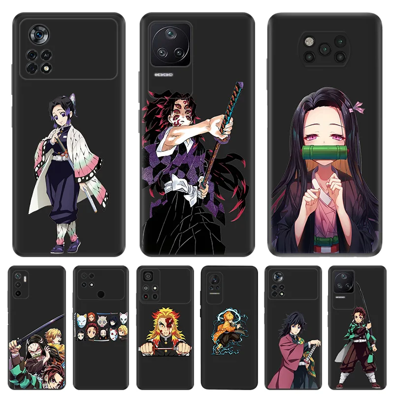 Phone Case for Xiaomi Poco F5 F4 F3 F1 C40 C50 C51 M5 M5S M4 M3 X3 X4 X5 Demon Slayer Kimetsu No Yaiba hell Black Cases Cover