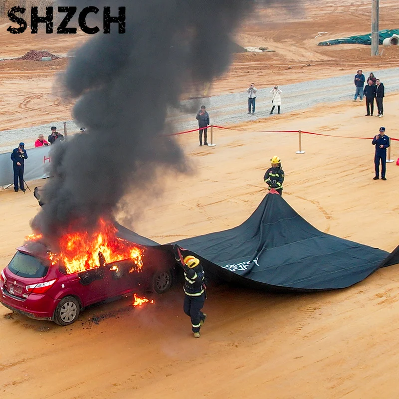 Custom 6m X 8m Fireproof Lithium Battery Electric Vehicle Car Fire Blanket With Storage Bag