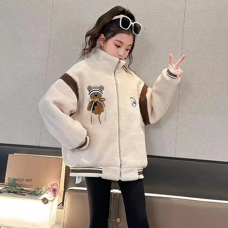 Autumn Winter Cute Teddy Bear Jacket Coat Kids Teens Fashion Clothes For Teens Girls Cardigan 5 To 14 Children Outwear Coats