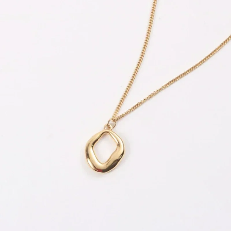 New Trendy Special-shaped Gold Plated Bean Neckalace Stainless Steel Pendent Necklace Party Jewelry