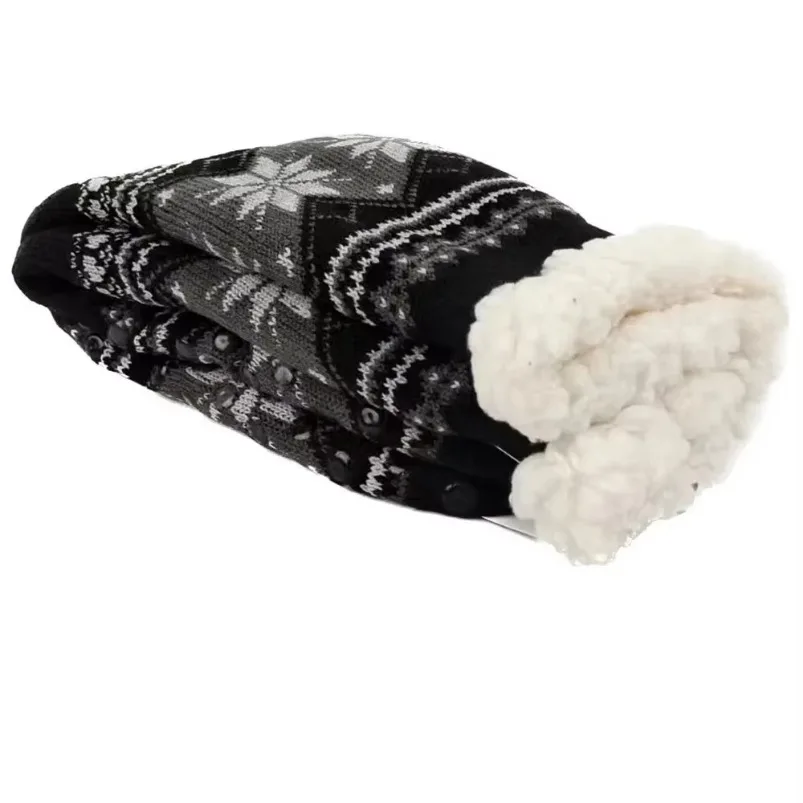 Calcetín peludo para hombre, pantuflas de Contton esponjosas con copos de nieve cálidos para invierno, calcetín para casa, felpa gruesa, suave, antideslizante, agarre para el suelo, Navidad divertida para hombre