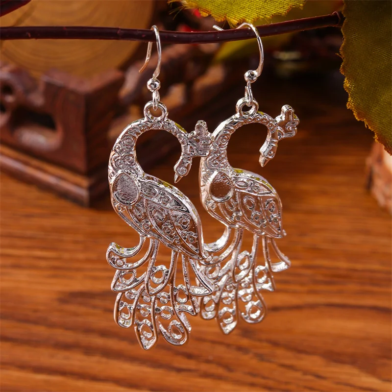 Aihua Silberfarbene Lange Quasten-Ohrhänger mit Pfau- und Schmetterlingsmotiv für Damen, Hochzeits- und Party-Schmuck, Geschenke, Trendige Ohrringe – Detail 8