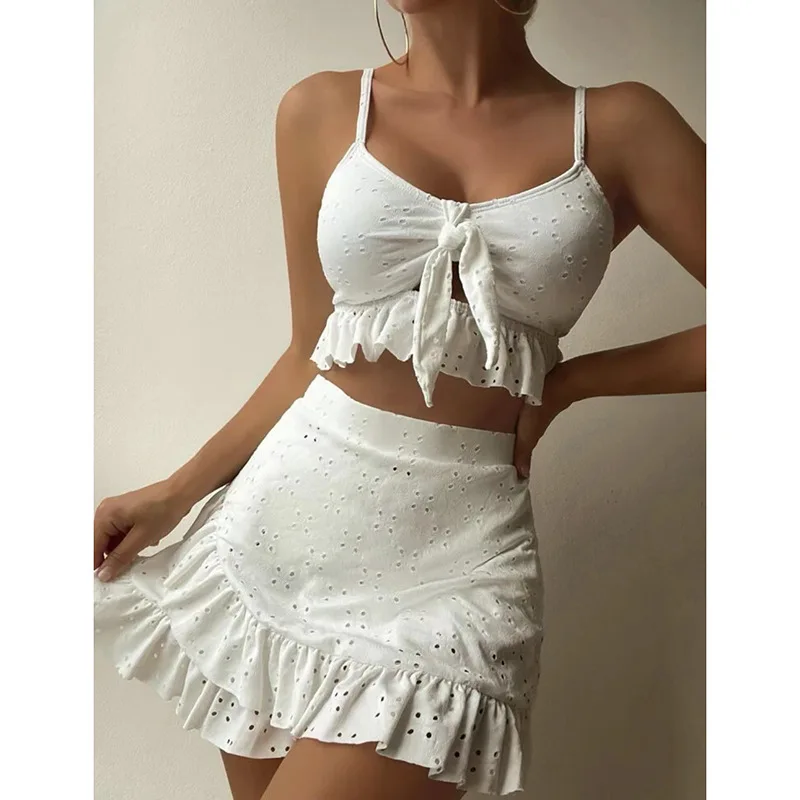 

2024 New Cross-Border Conservative Casual Beach Dr Swimwear Tee-Piece Cover-Up Swimsuit Women's Padded No Steel Support