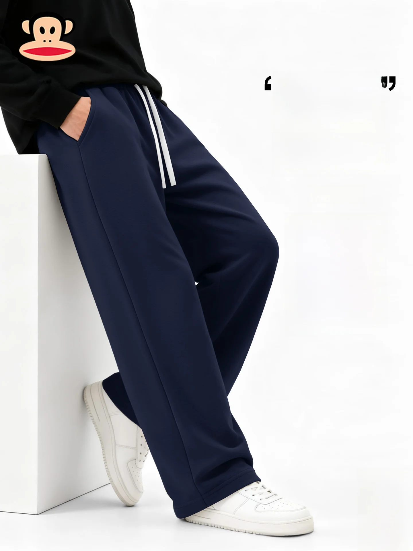 

Мужские повседневные брюки American Sle, прямые, с эффектом хлопка, синие, весна 2026, для отдыха