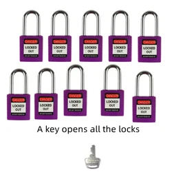 10PCS Luokelock 38mm Lockout Padlocks Open By Same Keys Steel Shackle Safety Locks