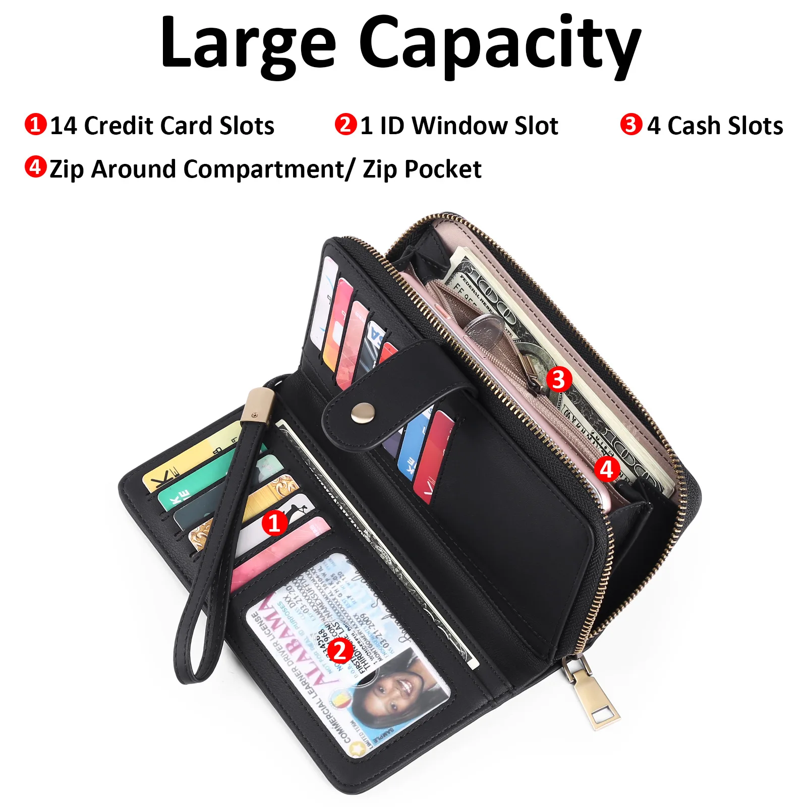 High Quality  Women's Long Wallet Fashion Womens Handbag Clutch Purse ID Credit Card Holder Coin Case Phone Wallets for Ladies